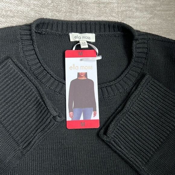 NWT Ella Moss Loos Fit Sweater Size M Black - Picture 1 of 13
